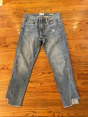 Frame Denim Womens Slim Straight Jeans in Washed Blue